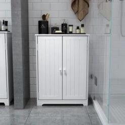 Meuble De Salle De Bain,de Rangement Buffet Avec2 Portes,3 Étagères Moderne MDF Peinture, Pour Salon Chambre Entrée Cusine -Meerveil -Songmics Soldes Magasin 29662783 3