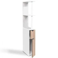 Meuble WC étagère WILLY Bois Gain De Place Pour Toilette 2 Portes Hêtre -Songmics Soldes Magasin 3013908 4