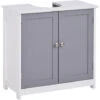 Meuble Salle De Bain - Meuble Sous-vasque - Placard 2 Portes Avec étagère - Dim. 60L X 30l X 60H Cm - MDF Gris Blanc -Songmics Soldes Magasin 33530771 1
