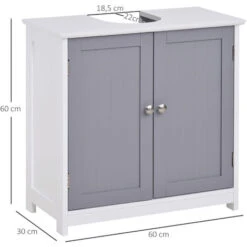 Meuble Salle De Bain - Meuble Sous-vasque - Placard 2 Portes Avec étagère - Dim. 60L X 30l X 60H Cm - MDF Gris Blanc 9 Meuble Salle De Bain - Meuble Sous-vasque - Placard 2 Portes Avec étagère - Dim. 60L X 30l X 60H Cm - MDF Gris Blanc -Songmics Soldes Magasin 33530771 3