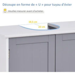 Meuble Salle De Bain - Meuble Sous-vasque - Placard 2 Portes Avec étagère - Dim. 60L X 30l X 60H Cm - MDF Gris Blanc 10 Meuble Salle De Bain - Meuble Sous-vasque - Placard 2 Portes Avec étagère - Dim. 60L X 30l X 60H Cm - MDF Gris Blanc -Songmics Soldes Magasin 33530771 4