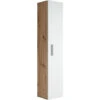 Armoire De Rangement De Pluto Hauteur 150cm Chene Avec Blanc - Meuble De Rangement Haut Placard Armoire Colonne