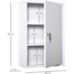 Armoire à Pharmacie 2 étagères 3 Niveaux Verrouillable Dim. 40L X 18l X 60H Cm 2 Clés Métal Blanc -Songmics Soldes Magasin 35114699 3