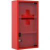 Armoire à Pharmacie 2 étagères 3 Niveaux Verrouillable Porte Verre Trempé Dépoli Logo Croix 25L X 12l X 48H Cm Acier Rouge -Songmics Soldes Magasin 35114701 1