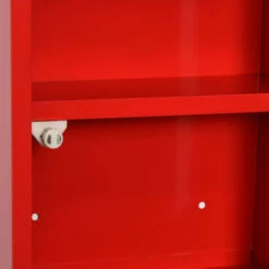 Armoire à Pharmacie 2 étagères 3 Niveaux Verrouillable Porte Verre Trempé Dépoli Logo Croix 25L X 12l X 48H Cm Acier Rouge -Songmics Soldes Magasin 35114701 4