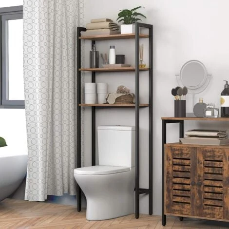 Étagère De Toilettes, Étagère Dessus Toilette à 3 Niveaux, Étagère De Salle De Bain, Style Industriel, Gain De Place, Montage Facile, 63 × 24 × 163 Cm, HOOBRO EBF41TS01 3 Étagère De Toilettes, Étagère Dessus Toilette à 3 Niveaux, Étagère De Salle De Bain, Style Industriel, Gain De Place, Montage Facile, 63 × 24 × 163 Cm, HOOBRO EBF41TS01