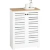 SoBuy BZR41-W Meuble Bas Placard De Rangement Armoire Pour Cuisine, Salle De Bain, Toilette, Meuble De Salle De Bain Avec 2 Portes Persiennes -Songmics Soldes Magasin 36910198 1