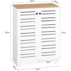 SoBuy BZR41-W Meuble Bas Placard De Rangement Armoire Pour Cuisine, Salle De Bain, Toilette, Meuble De Salle De Bain Avec 2 Portes Persiennes -Songmics Soldes Magasin 36910198 3
