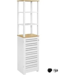 SoBuy BZR43-W Meuble Colonne De Salle De Bain Armoire Haute Meuble De Rangement