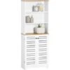 SoBuy BZR44-W Meuble Colonne De Salle De Bain Armoire Haute Meuble De Rangement Avec 3 Etagères Et 2 Portes Persiennes, Bibliothèque -Songmics Soldes Magasin 36910229 1