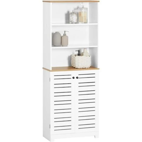 SoBuy BZR44-W Meuble Colonne De Salle De Bain Armoire Haute Meuble De Rangement Avec 3 Etagères Et 2 Portes Persiennes, Bibliothèque 3 SoBuy BZR44-W Meuble Colonne De Salle De Bain Armoire Haute Meuble De Rangement Avec 3 Etagères Et 2 Portes Persiennes, Bibliothèque