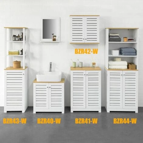 SoBuy BZR44-W Meuble Colonne De Salle De Bain Armoire Haute Meuble De Rangement Avec 3 Etagères Et 2 Portes Persiennes, Bibliothèque 7 SoBuy BZR44-W Meuble Colonne De Salle De Bain Armoire Haute Meuble De Rangement Avec 3 Etagères Et 2 Portes Persiennes, Bibliothèque – Image 5