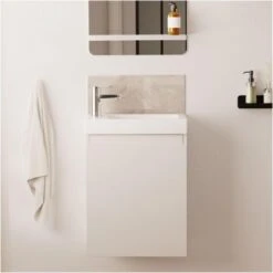Ensemble Meuble Lave-mains Blanc LISA Avec Robinet Chromé
