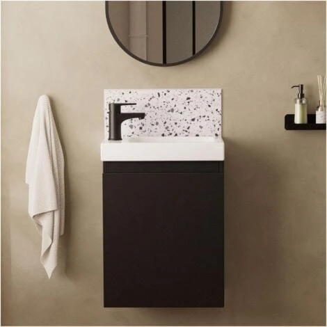 Ensemble Meuble Lave-mains Noir Carbone LISA Avec Robinet Noir 3 Ensemble Meuble Lave-mains Noir Carbone LISA Avec Robinet Noir