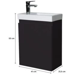 Ensemble Meuble Lave-mains Noir Carbone LISA Avec Robinet Noir 10 Ensemble Meuble Lave-mains Noir Carbone LISA Avec Robinet Noir -Songmics Soldes Magasin 39953428 4