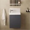 Ensemble Meuble Lave-mains Gris LISA Avec Robinet Chromé 1 Ensemble Meuble Lave-mains Gris LISA Avec Robinet Chromé -Songmics Soldes Magasin 39953432 1