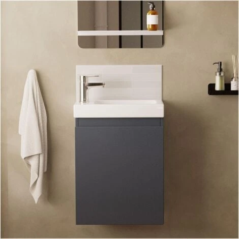 Ensemble Meuble Lave-mains Gris LISA Avec Robinet Chromé 3 Ensemble Meuble Lave-mains Gris LISA Avec Robinet Chromé