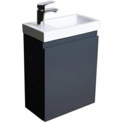 Ensemble Meuble Lave-mains Gris LISA Avec Robinet Chromé 8 Ensemble Meuble Lave-mains Gris LISA Avec Robinet Chromé -Songmics Soldes Magasin 39953432 2