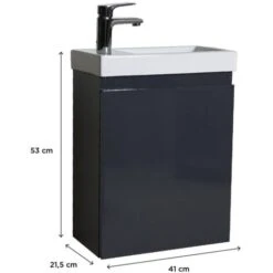Ensemble Meuble Lave-mains Gris LISA Avec Robinet Chromé 9 Ensemble Meuble Lave-mains Gris LISA Avec Robinet Chromé -Songmics Soldes Magasin 39953432 3