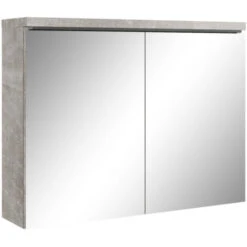 Meuble A Miroir Paso 80 X 60 Cm Beton Gris - Miroir Armoire Miroir Salle De Bains Verre Armoire De Rangement