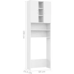 Meuble Pour Machine à Laver Blanc 64x25,5x190 Cm VidaXL -Songmics Soldes Magasin 42730212 3