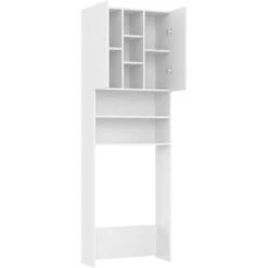 Meuble Pour Machine à Laver Blanc 64x25,5x190 Cm VidaXL -Songmics Soldes Magasin 42730212 5