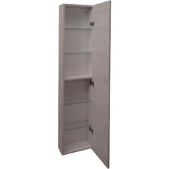 Dmora Colonne De Salle De Bain Murale, Meuble Suspendu Polyvalent, Avec 1 Porte Réversible Et étagères En Verre, Fabriqué En Italie, 31x15xh136 Cm, Couleur Chêne Blanchi, Avec Emballage Renforcé -Songmics Soldes Magasin 42832827 5