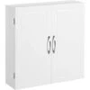 Songmics Meuble De Salle De Bain, Armoire Murale, 2 Portes, 60 X 18 X 60 Cm, Avec 2 étagères Réglables, Style Scandinave Nordique, Blanc Mat -Songmics Soldes Magasin 45295388 1