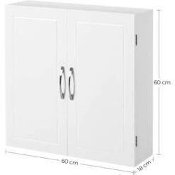 Songmics Meuble De Salle De Bain, Armoire Murale, 2 Portes, 60 X 18 X 60 Cm, Avec 2 étagères Réglables, Style Scandinave Nordique, Blanc Mat 11 Songmics Meuble De Salle De Bain, Armoire Murale, 2 Portes, 60 X 18 X 60 Cm, Avec 2 étagères Réglables, Style Scandinave Nordique, Blanc Mat -Songmics Soldes Magasin 45295388 5