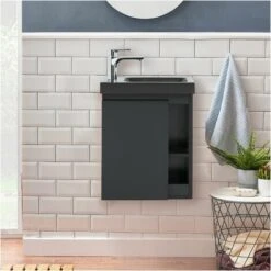 Meuble Lave-mains Noir Vasque Noire HAMPTON