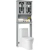 COSTWAY Meuble Dessus Toilette WC Colonne De Salle De Bain Avec 2 Portes Étagère De Salle De Bain Armoire De Toilettes WC Gris -Songmics Soldes Magasin 48882099 1