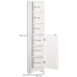 HOMCOM Meuble Colonne Salle De Bain 3 Niches Placard Porte Persienne 3 étagères MDF Panneaux De Particules Blanc 9 HOMCOM Meuble Colonne Salle De Bain 3 Niches Placard Porte Persienne 3 étagères MDF Panneaux De Particules Blanc -Songmics Soldes Magasin 49183592 3