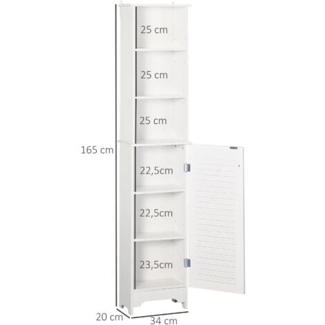 HOMCOM Meuble Colonne Salle De Bain 3 Niches Placard Porte Persienne 3 étagères MDF Panneaux De Particules Blanc 5 HOMCOM Meuble Colonne Salle De Bain 3 Niches Placard Porte Persienne 3 étagères MDF Panneaux De Particules Blanc – Image 3