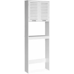 Meuble WC. Rangement. étagère De Toilettes - Rivage - 3 étagères. 2 Portes Ajourées. 3 Niveaux De Rangement