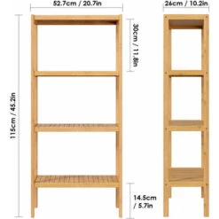 Étagère De Rangement En Bambou Pour Salle De Bain - 4 étages - Bibliothèque Pour Salon, Maison, Jardin - 52,7 X 26 X 115 Cm 9 Étagère De Rangement En Bambou Pour Salle De Bain - 4 étages - Bibliothèque Pour Salon, Maison, Jardin - 52,7 X 26 X 115 Cm -Songmics Soldes Magasin 50256256 3