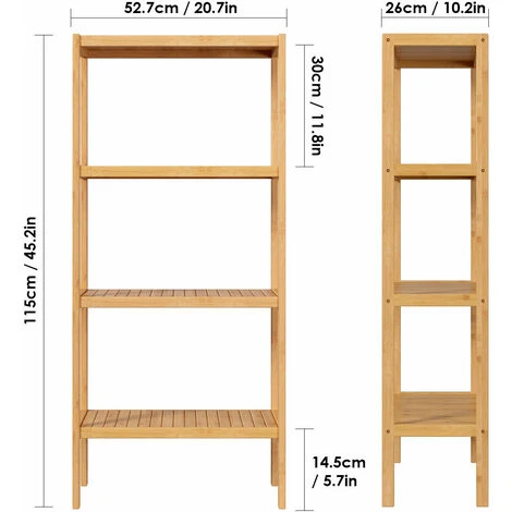 Étagère De Rangement En Bambou Pour Salle De Bain - 4 étages - Bibliothèque Pour Salon, Maison, Jardin - 52,7 X 26 X 115 Cm 5 Étagère De Rangement En Bambou Pour Salle De Bain - 4 étages - Bibliothèque Pour Salon, Maison, Jardin - 52,7 X 26 X 115 Cm – Image 3