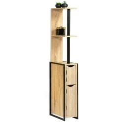 Meuble WC Effet Bois Et Métal Type Industriel