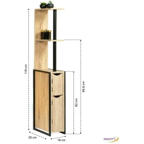 Meuble WC Effet Bois Et Métal Type Industriel 4 Meuble WC Effet Bois Et Métal Type Industriel – Image 2