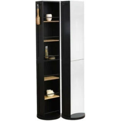 Colonne Pivotante Noire Avec Miroir Et Niches - Noir