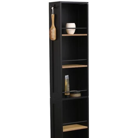 Colonne Pivotante Noire Avec Miroir Et Niches - Noir 4 Colonne Pivotante Noire Avec Miroir Et Niches - Noir – Image 2