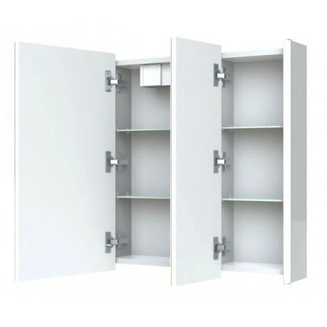 Allibert - Armoire De Toilette éclairante 80 Cm 3 Portes Miroirs Blanc Brillant - STELLA 4 Allibert - Armoire De Toilette éclairante 80 Cm 3 Portes Miroirs Blanc Brillant - STELLA – Image 2