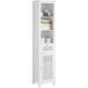 SoBuy BZR36-W Meuble Colonne De Salle De Bain Armoire Haute Placard De Rangement Avec 1 Porte En Ploy Rotin, 1 Tiroir Et 3 étagères, Blanc -Songmics Soldes Magasin 53717898 1