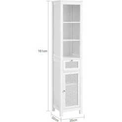 SoBuy BZR36-W Meuble Colonne De Salle De Bain Armoire Haute Placard De Rangement Avec 1 Porte En Ploy Rotin, 1 Tiroir Et 3 étagères, Blanc -Songmics Soldes Magasin 53717898 3