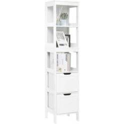 Colonne Salle De Bain - Moderne Meuble Salle De Bain - 2 Tiroirs 3 Étagères, Pour Salle De Bain Cuisine Salon, Blanc -Meerveil