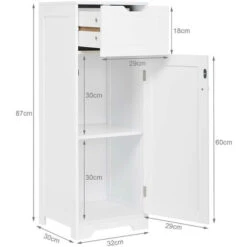 Meuble De Salle De Bain - Colonne De Rangement Avec 1 Tiroir 1 Porte Et 2 Étagères, En Bois MDF Blanc Laqué - Meerveil 9 Meuble De Salle De Bain - Colonne De Rangement Avec 1 Tiroir 1 Porte Et 2 Étagères, En Bois MDF Blanc Laqué - Meerveil -Songmics Soldes Magasin 53940182 3