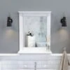 Miroir Mural - Miroir Salle De Bain Blanc Rectangulaire En MDF Avec Étagère, Pour Salle De Bain Entrée Couloir-Meerveil -Songmics Soldes Magasin 53940195 1