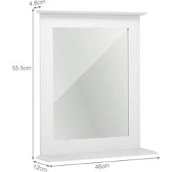 Miroir Mural - Miroir Salle De Bain Blanc Rectangulaire En MDF Avec Étagère, Pour Salle De Bain Entrée Couloir-Meerveil -Songmics Soldes Magasin 53940195 3