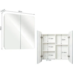 Armoire De Toilette Miroir Mural Salle De Bain Armoire De Rangement Murale 68 X 13 X 66 Cm Blanc - Meerveil -Songmics Soldes Magasin 53940230 5