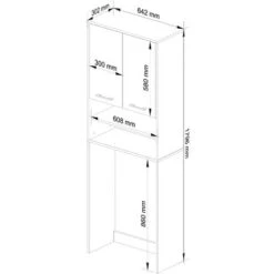Colonne Salle De Bains AKORD FIN Wengé 64 Cm 2 Portes Façade Wengé 4 étagères 64x30x180 Cm -Songmics Soldes Magasin 54157232 3