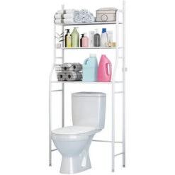 Meuble WC Ou Machine à Laver- Étagère De Salle De Bains 3 étagères-68x160x25cm(LxHxP)